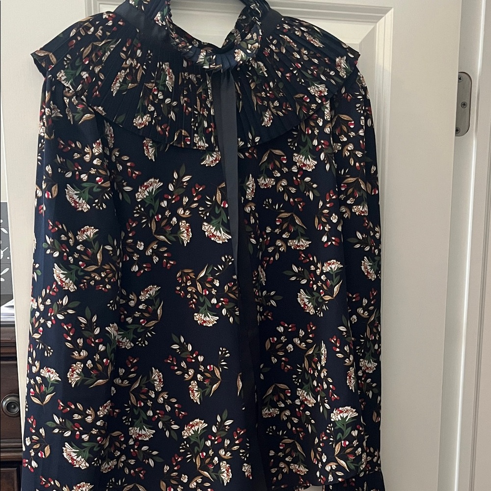 Freeway Navy Floral Dress with Ruffle Detail